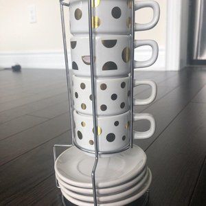 Espresso Cups & Saucers Rack, Porcelain Stackable